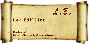 Lex Bálint névjegykártya