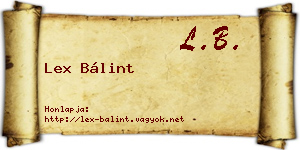 Lex Bálint névjegykártya